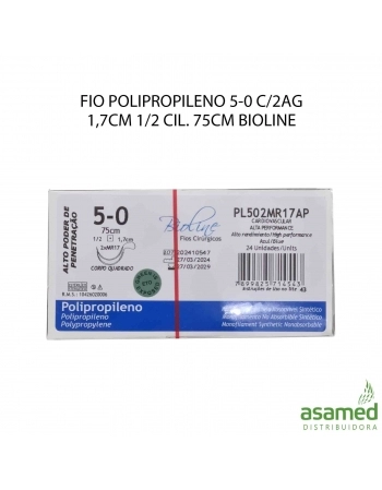 FIO POLIPROPILENO 5-0 C/2AG 1,7CM 1/2 CIL. 75CM BIOLINE