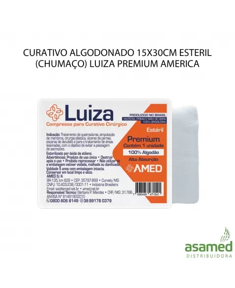 COMPRESSA PARA CURATIVO CIRURGICO ESTERIL 15X30CM LUIZA PREMIUM