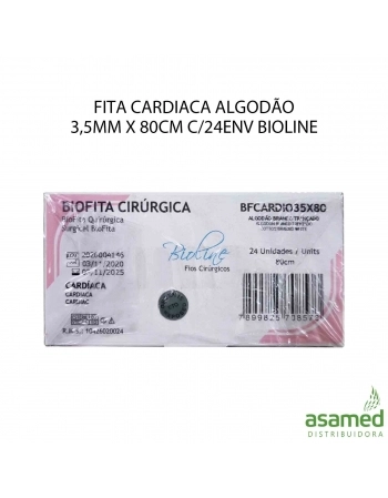 FITA CARDIACA ALGODÃO 3,5MM X 80CM C/24ENV BIOLINE