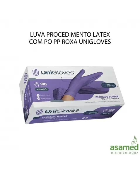 LUVA PROCEDIMENTO LATEX COM PO PP ROXA UNIGLOVES