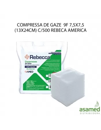 COMPRESSA DE GAZE 9F 7,5X7,5 (14X22CM) C/500 REBECA AMERICA