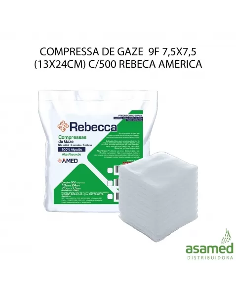 COMPRESSA DE GAZE 9F 7,5X7,5 (14X22CM) C/500 REBECA AMERICA