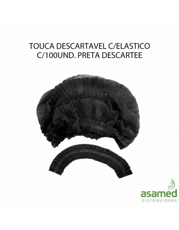 TOUCA DESCARTAVEL C/ELASTICO C/100UND. PRETA DESCARTEE