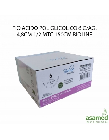 FIO ACIDO POLIGLICOLICO 6 C/AG. 4,8CM 1/2 MTC 150CM BIOLINE