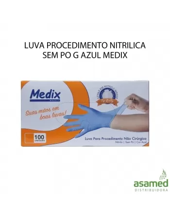 LUVA PROCEDIMENTO NITRILICA SEM PO G AZUL MEDIX