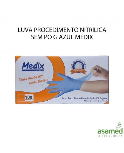 LUVA PROCEDIMENTO NITRILICA SEM PO G AZUL MEDIX