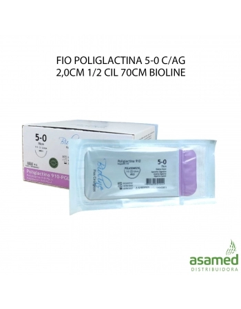 FIO POLIGLACTINA 5-0 C/AG 2,0CM 1/2 CIL 70CM BIOLINE