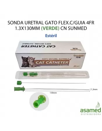 SONDA URETRAL GATO FLEX.C/GUIA 4FR 1.3X130MM (ESTERIL)(VERDE) CN SUNMED
