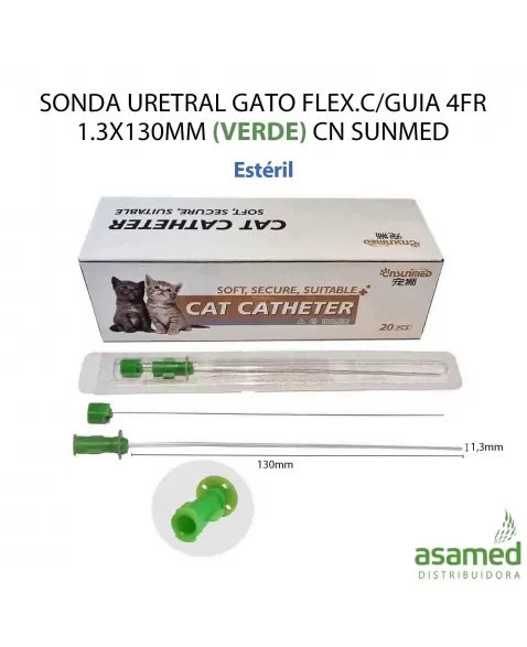 SONDA URETRAL GATO FLEX.C/GUIA 4FR 1.3X130MM (ESTERIL)(VERDE) CN SUNMED