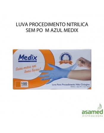 LUVA PROCEDIMENTO NITRILICA SEM PO M AZUL MEDIX