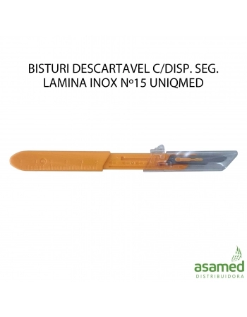 BISTURI DESCARTAVEL C/DISP. SEG. LAMINA INOX Nº15 UNQMED