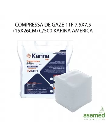 COMPRESSA DE GAZE 11F 7,5X7,5 (15X26CM) C/500 KARINA AMERICA