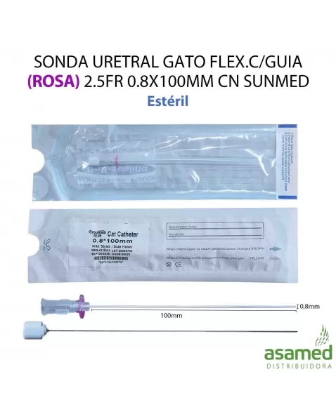 SONDA URETRAL GATO FLEX.C/GUIA 2.5FR 0.8X100MM CN SUNMED