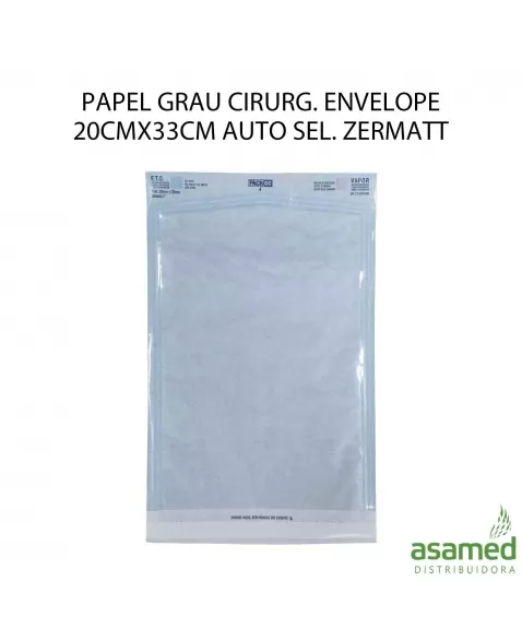 PAPEL GRAU CIRURG. ENVELOPE 20CMX33CM AUTO SEL. ZERMATT