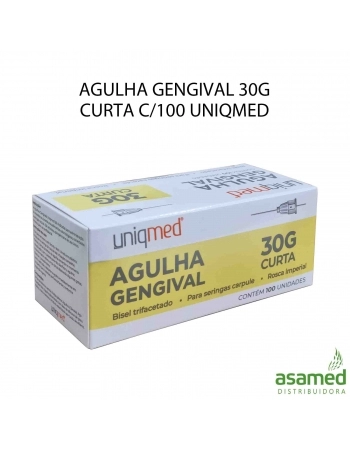 AGULHA GENGIVAL 30G CURTA (25MM X 0,30MM) C/100 UNIQMED