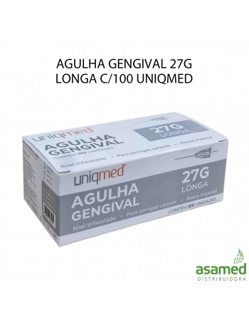 AGULHA GENGIVAL 27G LONGA (35MMX0,40MM) C/100 UNIQMED