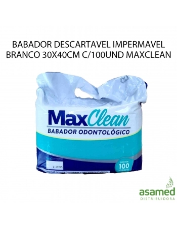 BABADOR DESCARTAVEL IMPERMAVEL BRANCO 30X40CM C/100UND MAXCLEAN