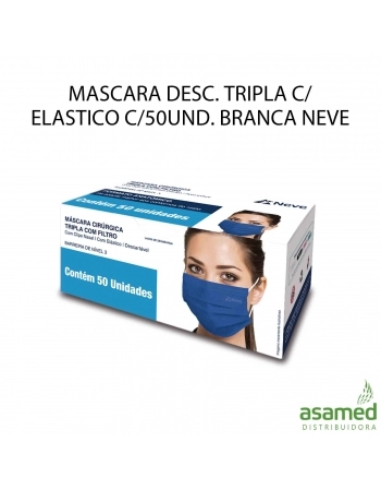 MASCARA DESC. TRIPLA C/ELASTICO C/50UND. BRANCA NEVE