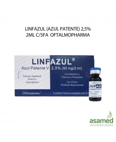 LINFAZUL (AZUL PATENTE) 2,5% 2ML C/5FA OFTALMOPHARMA