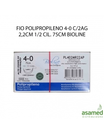 FIO POLIPROPILENO 4-0 C/2AG 2,2CM 1/2 CIL. 75CM BIOLINE