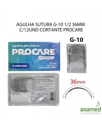 AGULHA SUTURA G-10 1/2 36MM C/12UND CORTANTE PROCARE