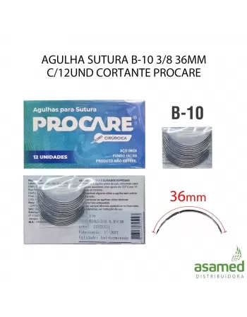 AGULHA SUTURA B-10 3/8 36MM C/12UND CORTANTE PROCARE