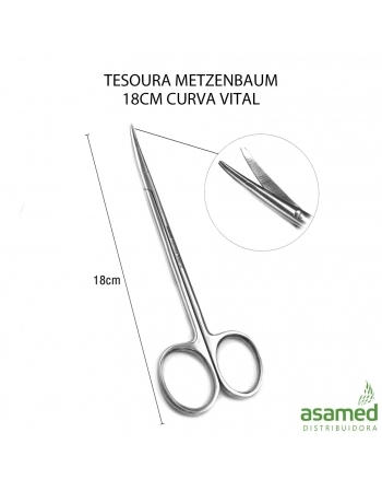 TESOURA METZENBAUM 18CM CURVA VITAL