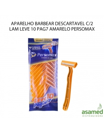 APARELHO BARBEAR DESCARTAVEL C/2LAM LEVE10 PAG7 AMARELO PERSOMAX