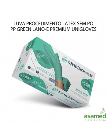 LUVA PROCEDIMENTO LATEX SEM PO PP GREEN LANO-E PREMIUIM UNIGLOVES