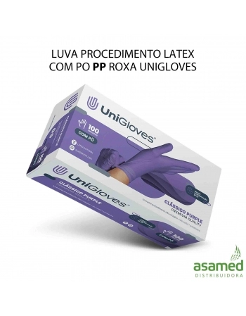 LUVA PROCEDIMENTO LATEX COM PO PP ROXA UNIGLOVES