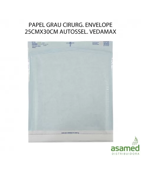 PAPEL GRAU CIRURG. ENVELOPE 25CMX30CM AUTOSSEL. VEDAMAX