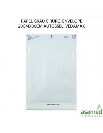 PAPEL GRAU CIRURG. ENVELOPE 20CMX30CM AUTOSSEL. VEDAMAX