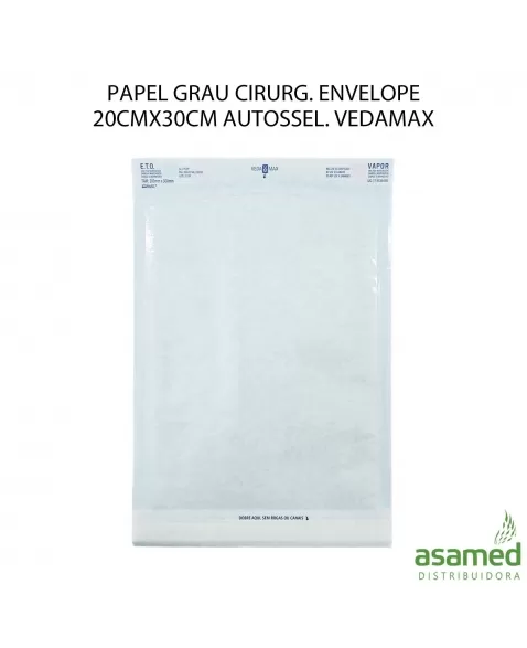 PAPEL GRAU CIRURG. ENVELOPE 20CMX30CM AUTOSSEL. VEDAMAX