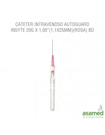 CATETER INTRAVENOSO AUTOGUARD INSYTE 20G X 1,00”(1,1X25MM)(ROSA) BD