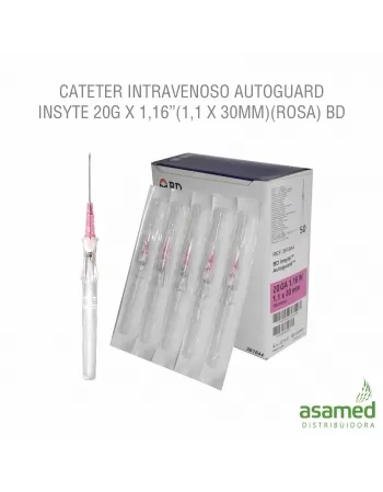 CATETER INTRAVENOSO AUTOGUARD INSYTE 20G X 1,16”(1,1 X 30MM)(ROSA) BD