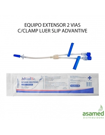 EQUIPO EXTENSOR 2 VIAS C/CLAMP LUER SLIP ADVANTIVE