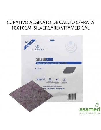 CURATIVO ALGINATO DE CALCIO C/PRATA 10X10CM (SILVERCARE) VITAMEDICAL