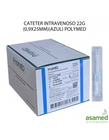 CATETER INTRAVENOSO 22G (0,9X25MM)(AZUL) POLYMED