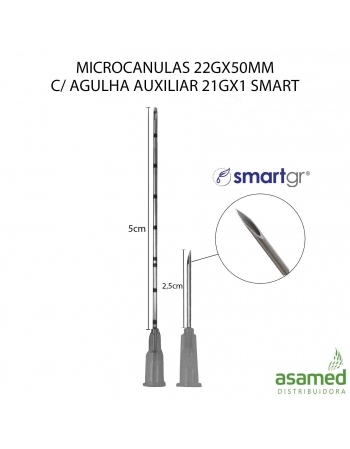 MICROCANULAS 22GX50MM C/ AGULHA AUXILIAR 21GX1 SMART