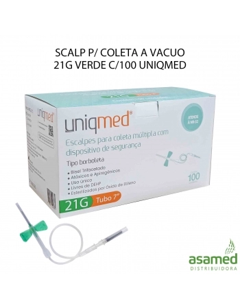 SCALP P/ COLETA A VACUO 21G VERDE C/100 UNIQMED