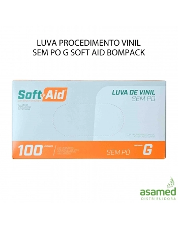 LUVA PROCEDIMENTO VINIL SEM PO G SOFT AID BOMPACK