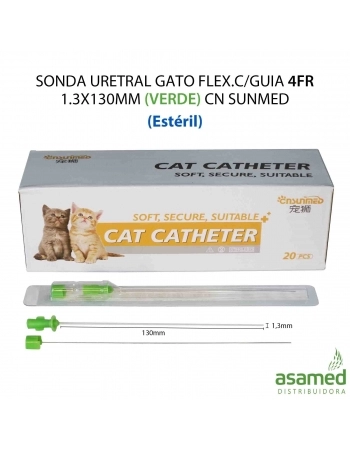 SONDA URETRAL GATO FLEX.C/GUIA 4FR 1.3X130MM (ESTERIL)(VERDE) CN SUNMED