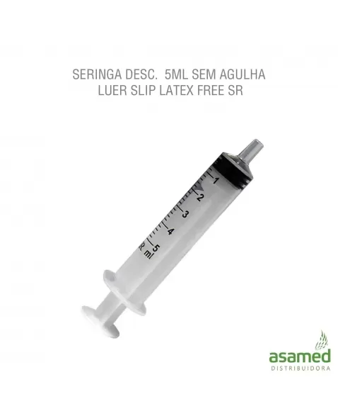 SERINGA DESC. 5ML SEM AGULHA LUER SLIP LATEX FREE SR