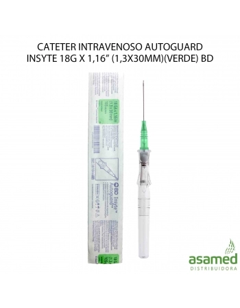 CATETER INTRAVENOSO AUTOGUARD INSYTE 18G X 1,16” (1,3X30MM)(VERDE) BD