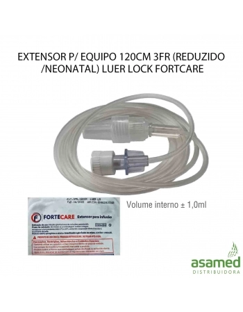 EXTENSOR P/ EQUIPO 120CM 3FR (REDUZIDO/NEONATAL) LUER LOCK FORTCARE