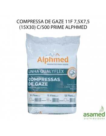 COMPRESSA DE GAZE 11F 7,5X7,5 (15X30) C/500 QUALYFLEX ALPHMED