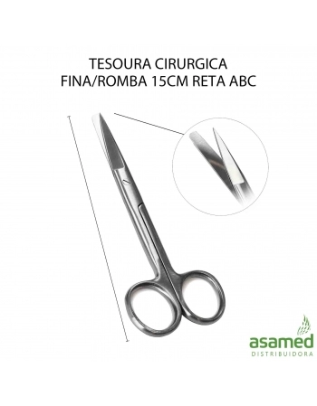 TESOURA CIRURGICA FINA/ROMBA 15CM RETA ABC