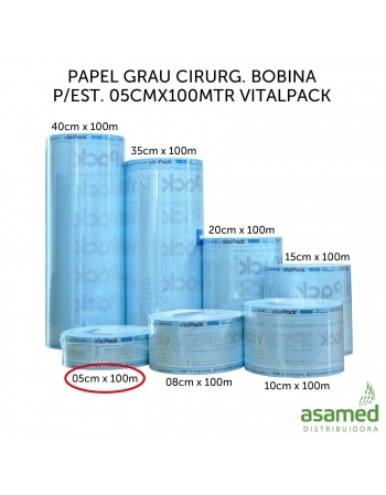 PAPEL GRAU CIRURG. BOBINA P/EST. 05CMX100MTR VITALPACK