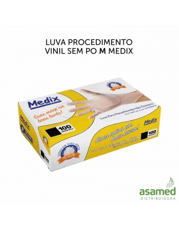 LUVA PROCEDIMENTO VINIL SEM PO M MEDIX