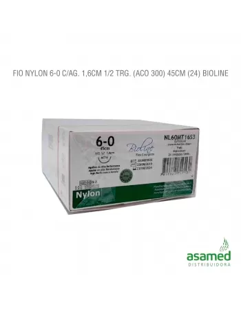 FIO NYLON 6-0 C/AG. 1,6CM 1/2 TRG. (ACO 300) 45CM BIOLINE